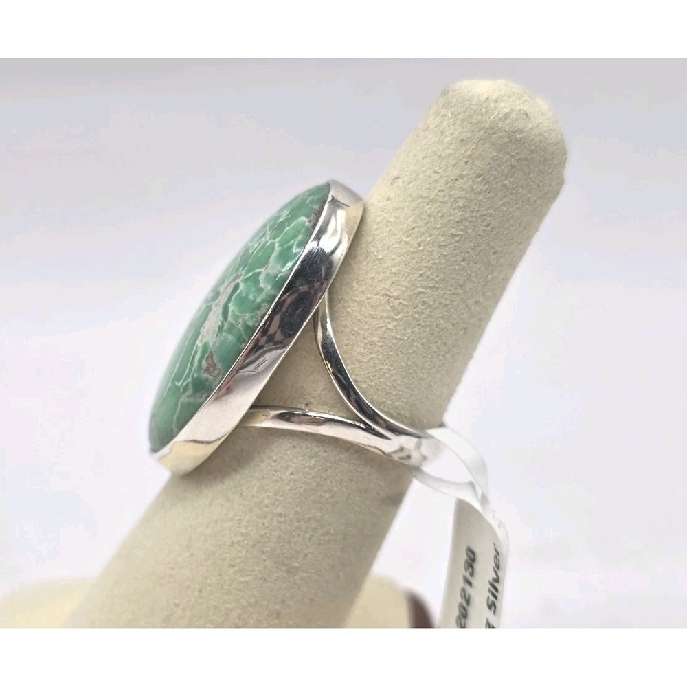 Genuine Green Variscite Oval Ring Size 6.5 Sterling Silver Bezel Set NWT - Picture 3 of 10